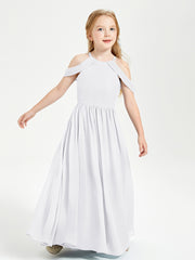 Dreamy Off the Shoulder Bridesmaid Gown for Junior White
