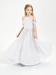 Dreamy Off the Shoulder Bridesmaid Gown for Junior White