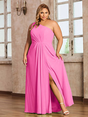 One Shoulder Long Chiffon Dresses with Slit Azalea