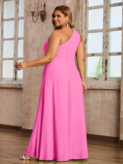 One Shoulder Long Chiffon Dresses with Slit Azalea