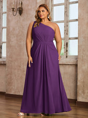 One Shoulder Long Chiffon Dresses with Slit Grape