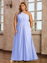 One Shoulder Long Chiffon Dresses with Slit Lavender