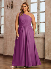 One Shoulder Long Chiffon Dresses with Slit Orchid