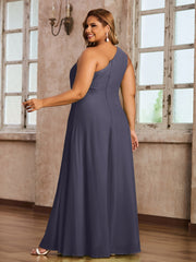 One Shoulder Long Chiffon Dresses with Slit Stormy