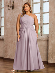One Shoulder Long Chiffon Dresses with Slit Dusk