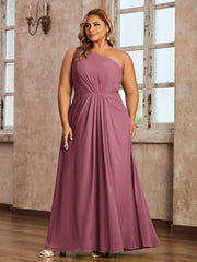 One Shoulder Long Chiffon Dresses with Slit Mulberry