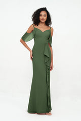 Sheath Spaghetti Straps Sweetheart Neck Dresses Olive Green