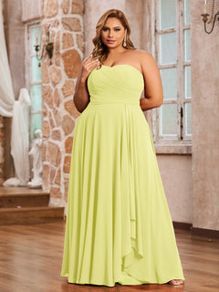 A-line Strapless Chiffon Dresses with Pockets Daffodil