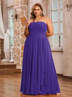 A-line Strapless Chiffon Dresses with Pockets Regency