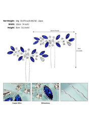 Stylish Blue Rhinestone Pearl Hair Comb 3 Pcs