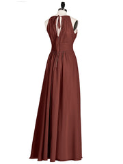 Chiffon Long Bridesmaid Gowns with Bow Sash Terracotta