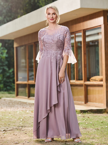 chinese dress ladies Macloth Women Mother of The Bride Dresses Short Sleeve Lace Wedding Evening Gown Ivory / Above Knee / Custom Size main image 1