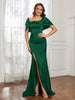 Off-The-Shoulder Mermaid Prom Dress with Slit Dark Green