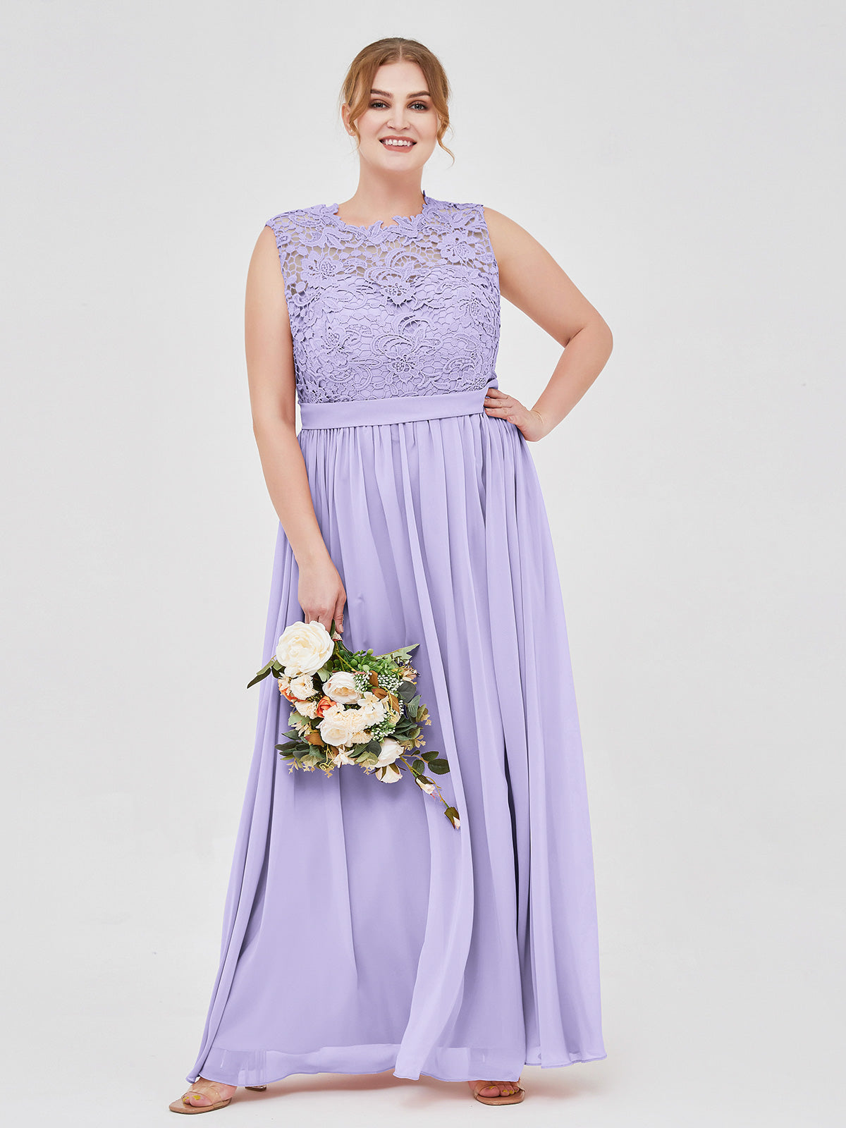BABARONI Chiffon Lilac Bridesmaid Dresses A-line Scoop Sleeveless Floor- length BABARONI UK BABARONI Chiffon Lilac Bridesmaid Dresses A-line Scoop Sleeveless Floor- length BABARONI UK