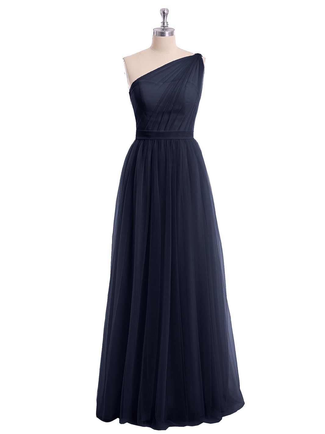 BABARONI Tulle Dark Navy Bridesmaid Dresses A-line One Shoulder Sleeveless Floor-length BABARONI UK BABARONI Tulle Dark Navy Bridesmaid Dresses A-line One Shoulder Sleeveless Floor-length BABARONI UK