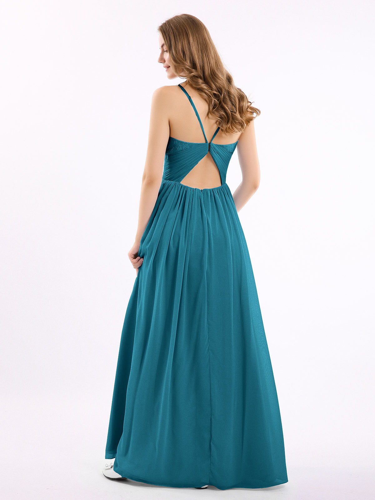 Blue spaghetti strap maxi 2024 dress