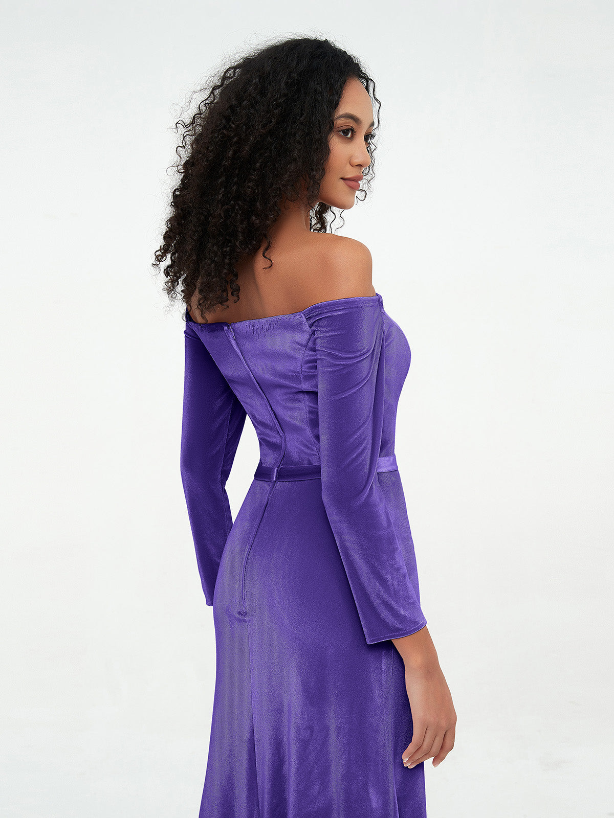 Long sleeve off hotsell the shoulder velvet dress