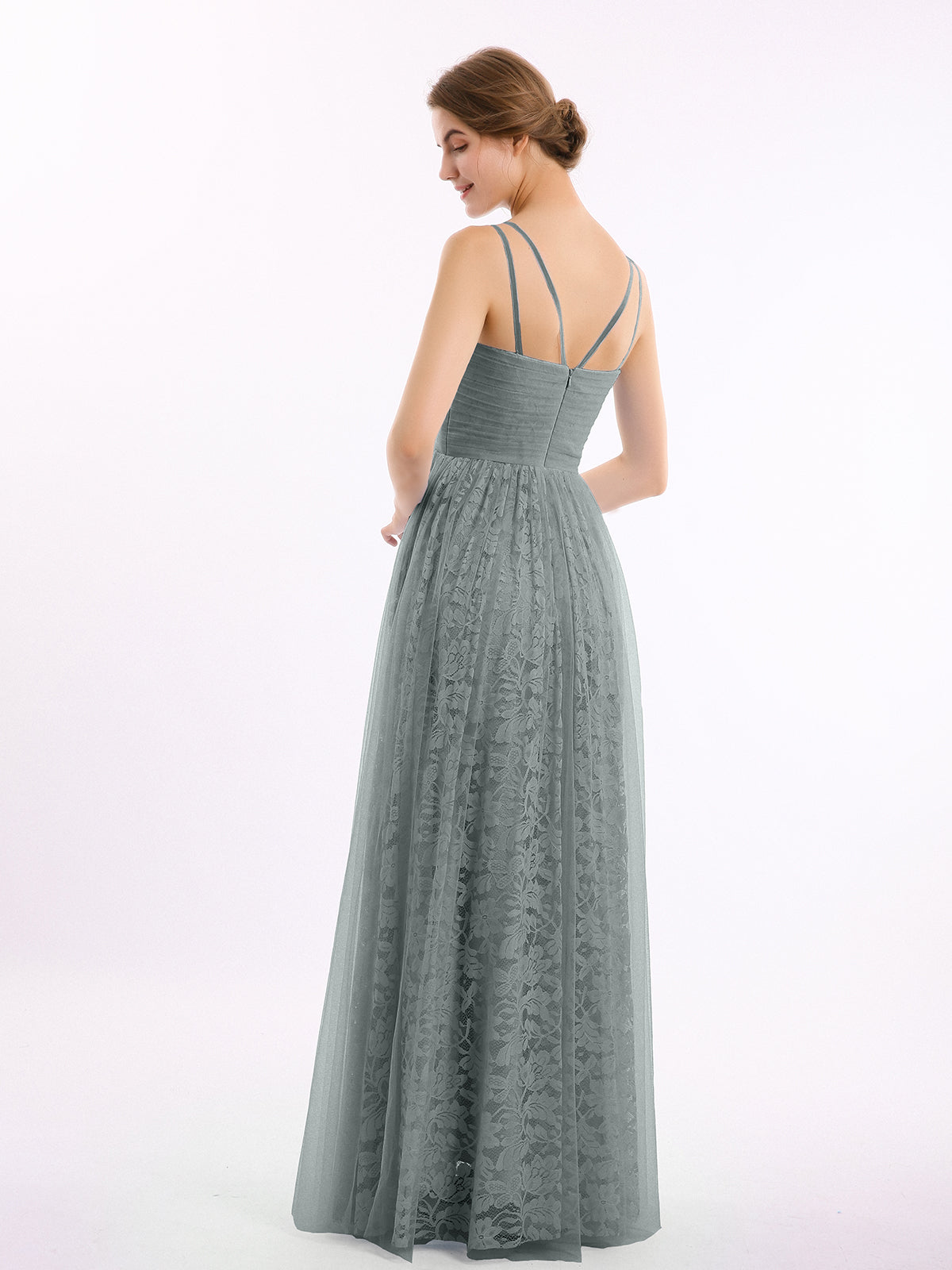 Grey lace cheap formal dress