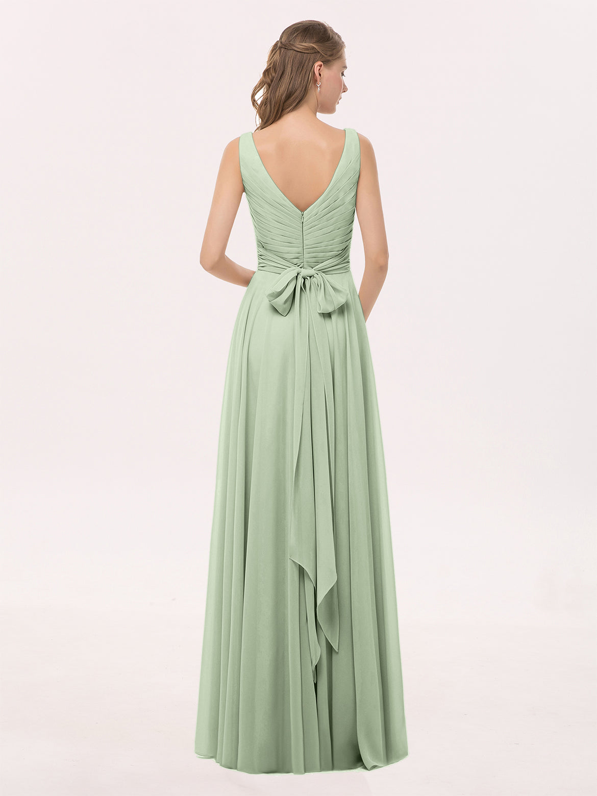 green emerald velvet dress Bridesmaids Chiffon Maxi Dress - Sage Green