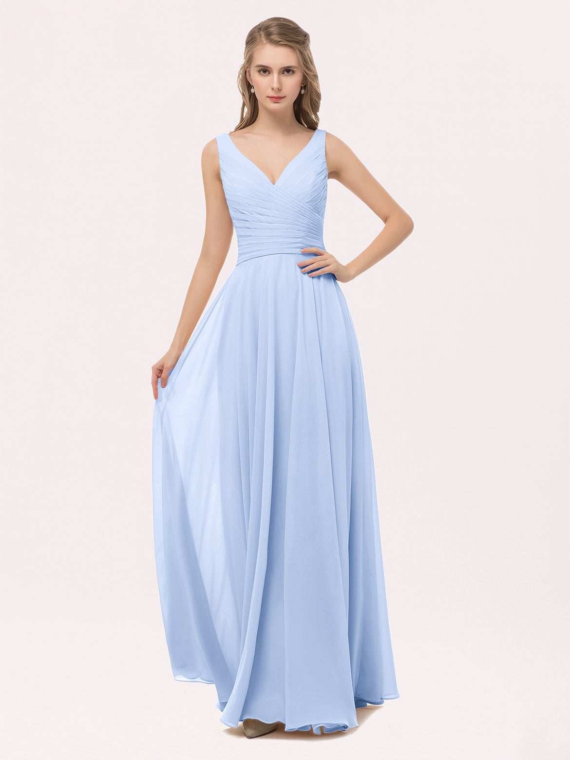 light blue bridesmaid dresses uk Elegant Off Shoulder A-line Light Blue Bridesmaid Dresses Online, BG39 –  DaintyBridal main image 0