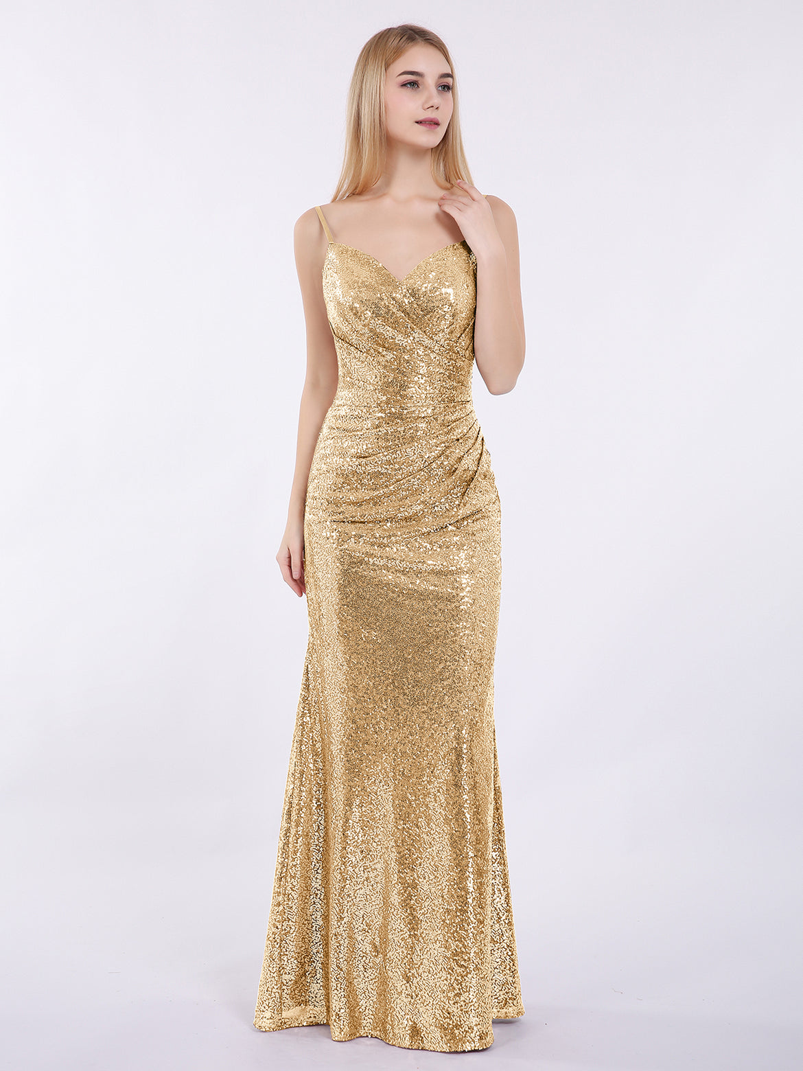 gold glitter bridesmaid dresses uk sequins – BABARONI Color:gunmetal