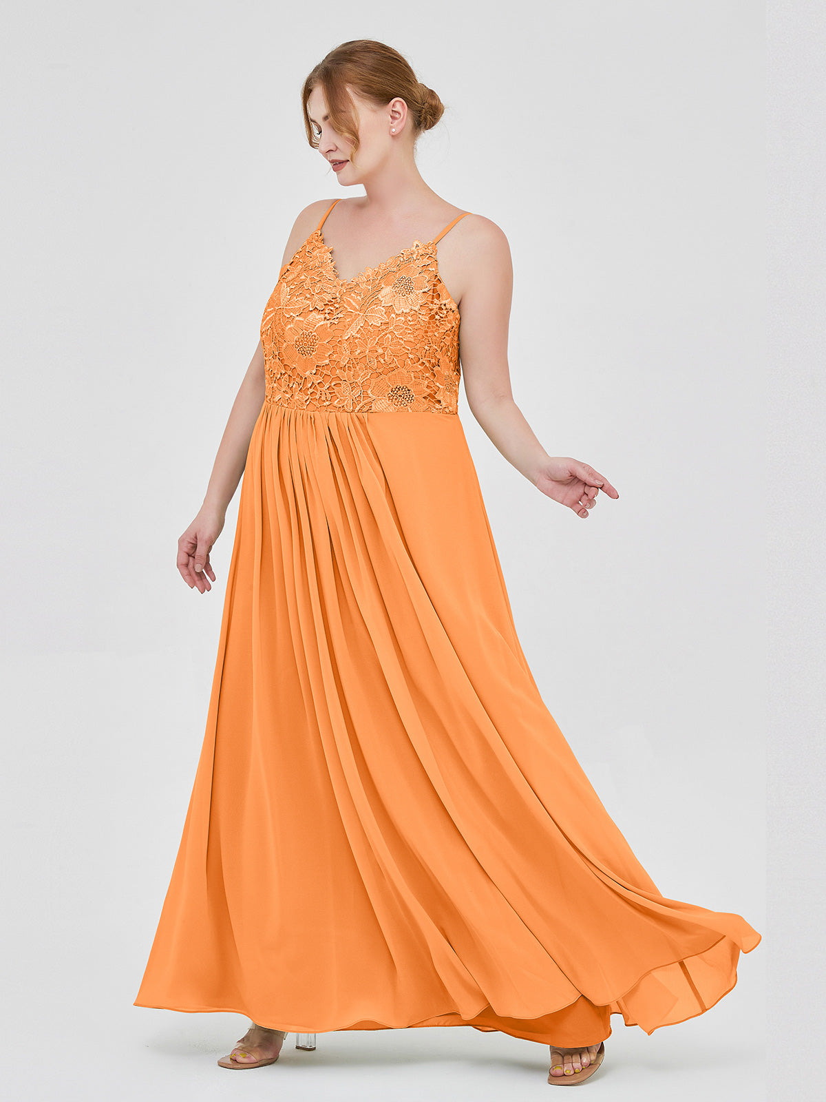 Orange chiffon hot sale maxi dress