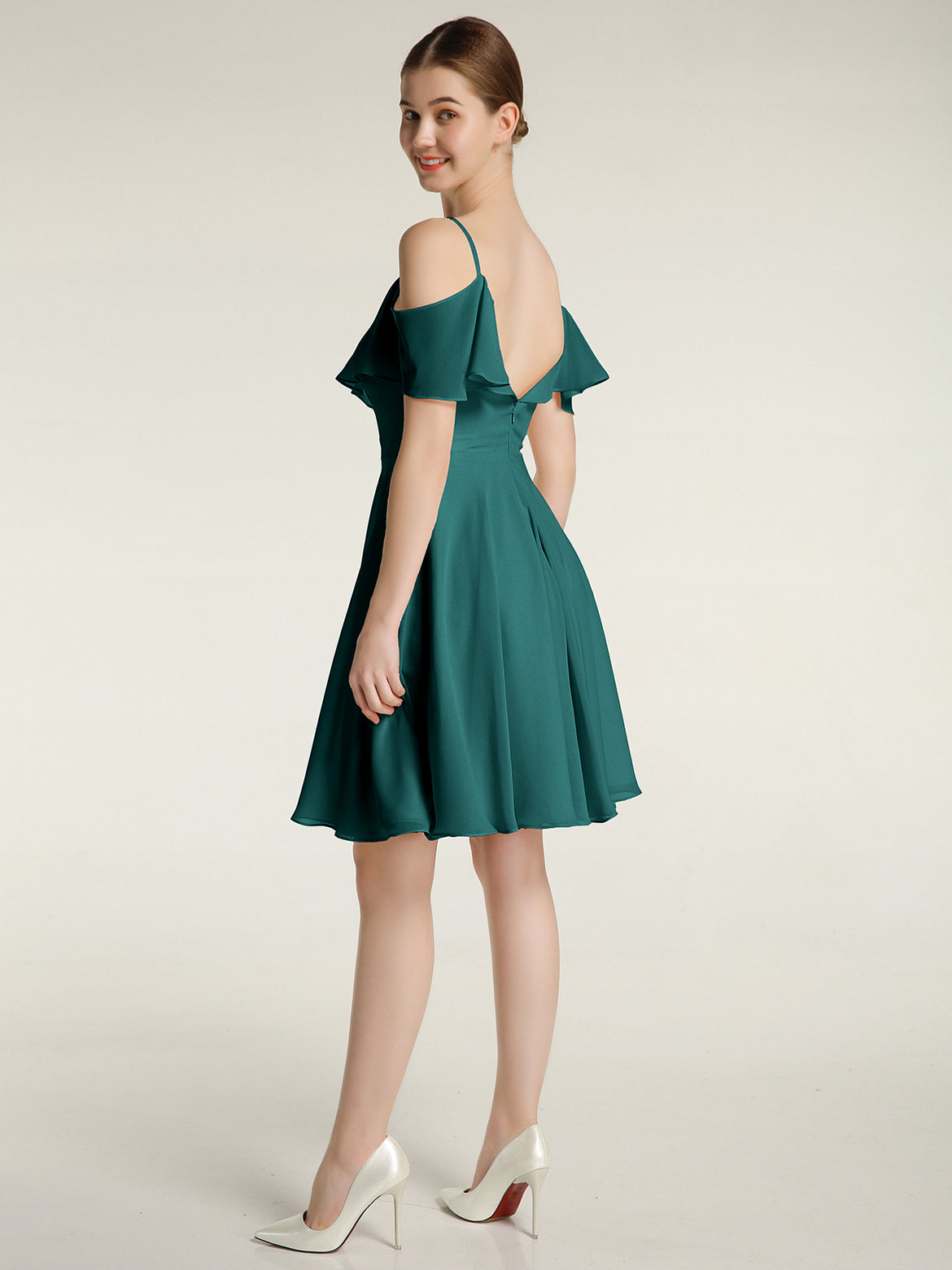 short bridesmaid dresses uk A-Line/Princess Halter Short Bridesmaid Dresses with Ruffles Lavetir UK