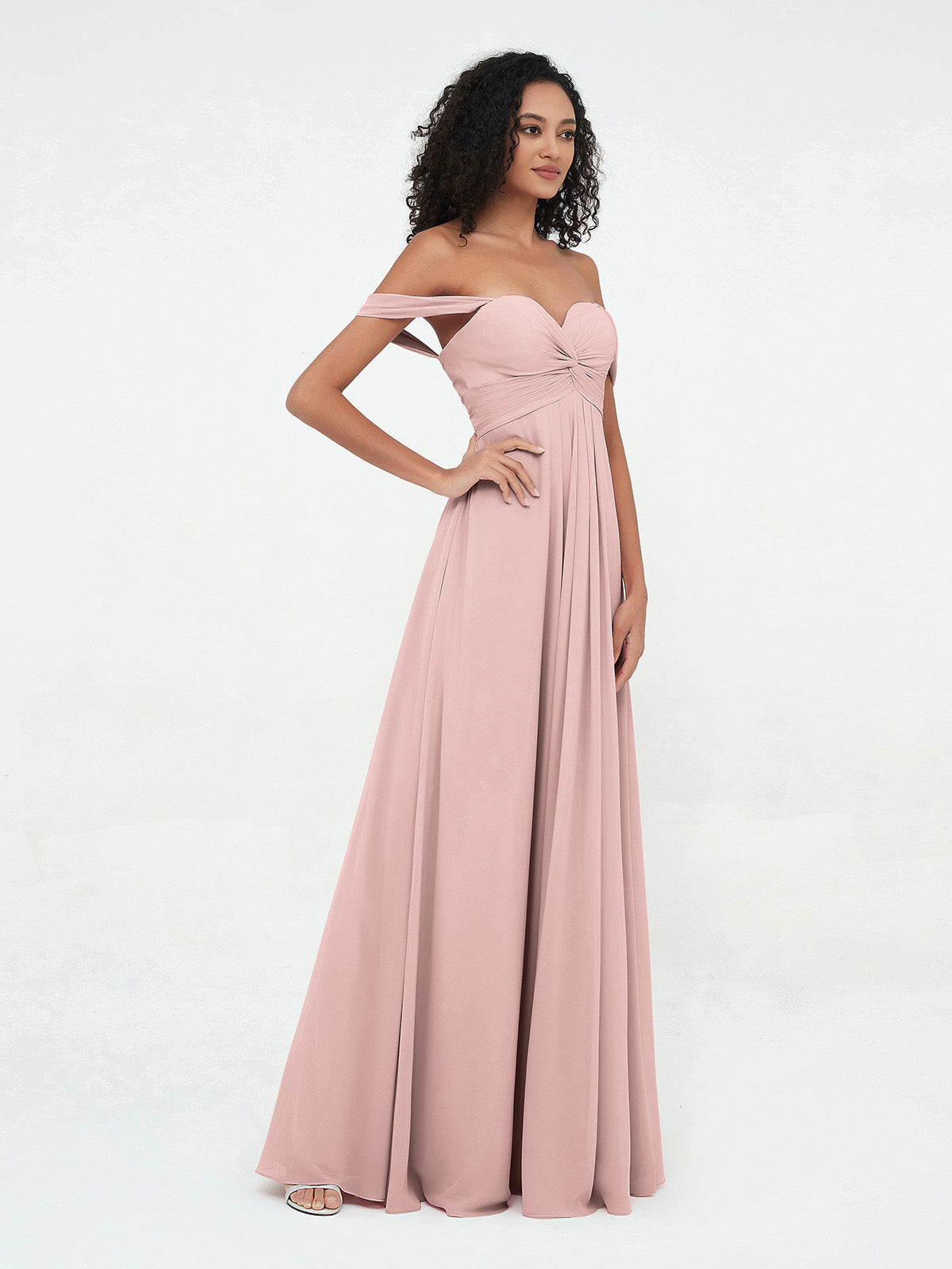 Off shoulder deals chiffon gown