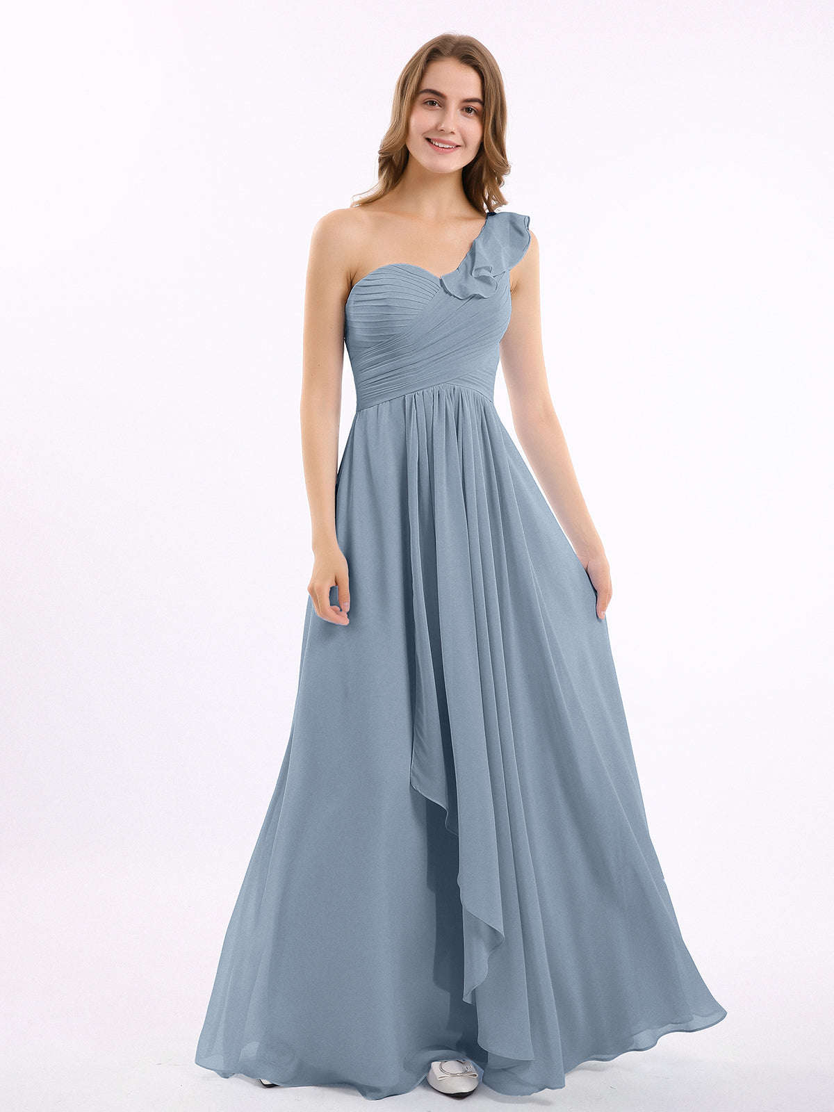 Dusty blue best sale one shoulder dress