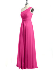One Shoulder Long Chiffon Bridesmaid Gown Azalea