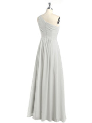 One Shoulder Long Chiffon Bridesmaid Gown Ivory