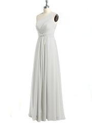 One Shoulder Long Chiffon Bridesmaid Gown Ivory