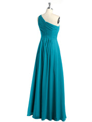 One Shoulder Long Chiffon Bridesmaid Gown Jade