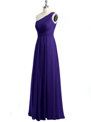 One Shoulder Long Chiffon Bridesmaid Gown Regency