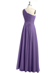 One Shoulder Long Chiffon Bridesmaid Gown Tahiti
