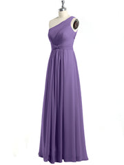One Shoulder Long Chiffon Bridesmaid Gown Tahiti