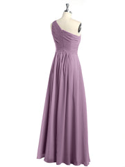 One Shoulder Long Chiffon Bridesmaid Gown Wisteria