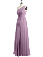One Shoulder Long Chiffon Bridesmaid Gown Wisteria