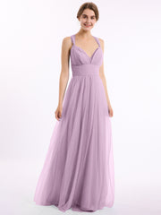 Long Tulle Dress with Convertible Back Design Candy Pink Plus Size