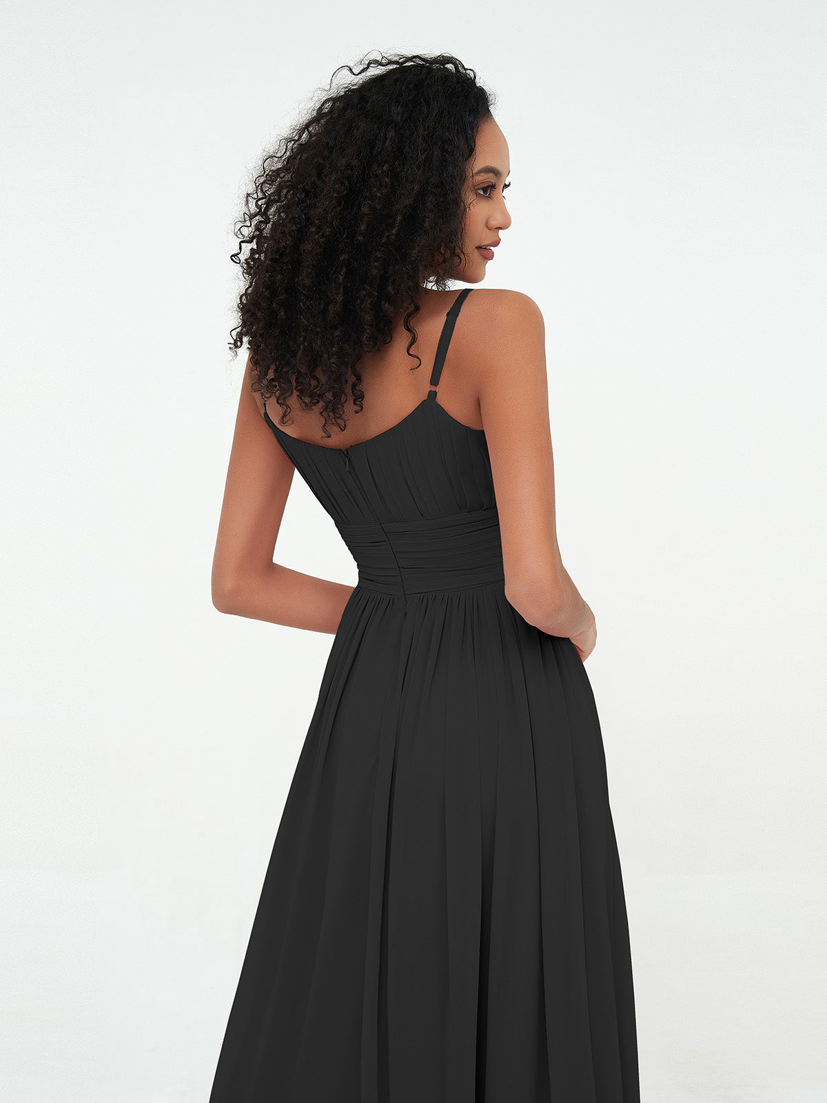 Black square neck outlet spaghetti strap dress