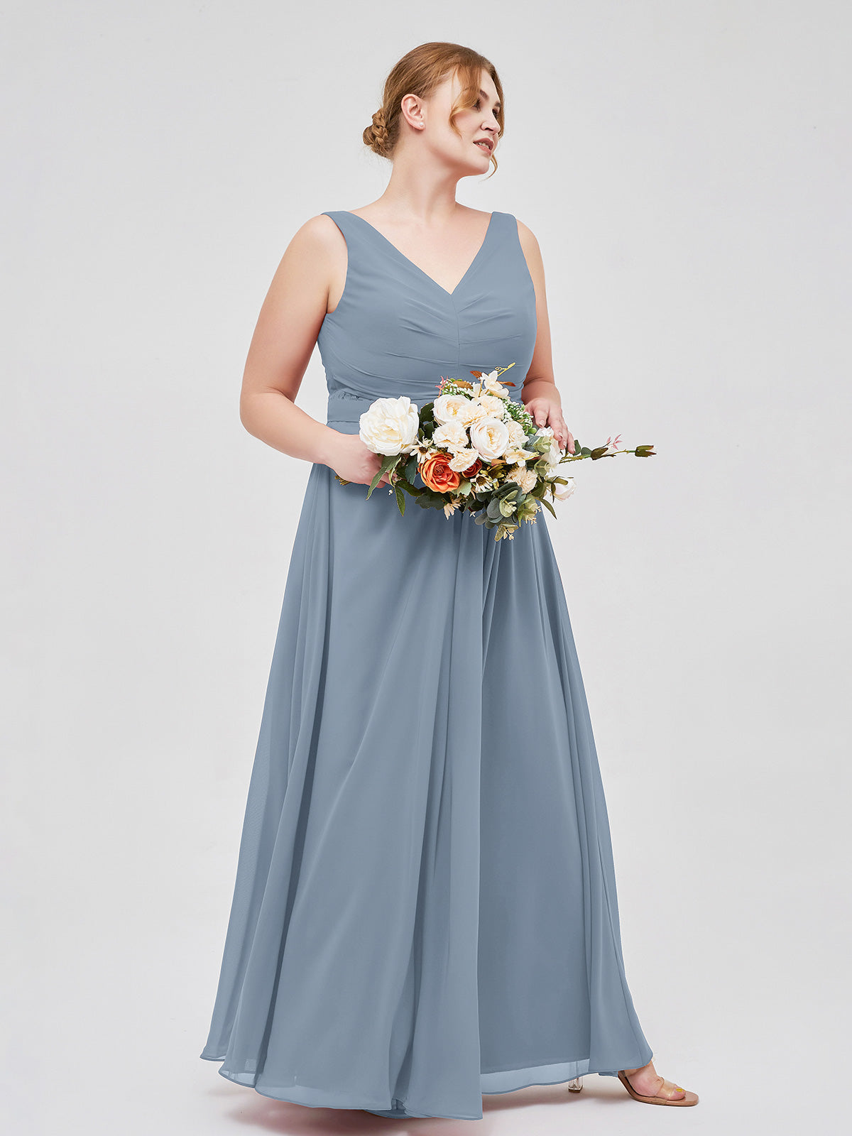 Long dusty outlet blue bridesmaid dresses