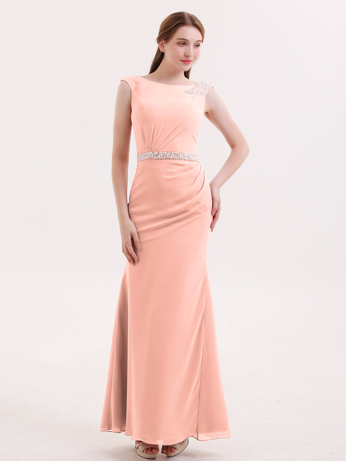short navy bridesmaid dresses Bow Tie Chiffon Bridesmaid Dress