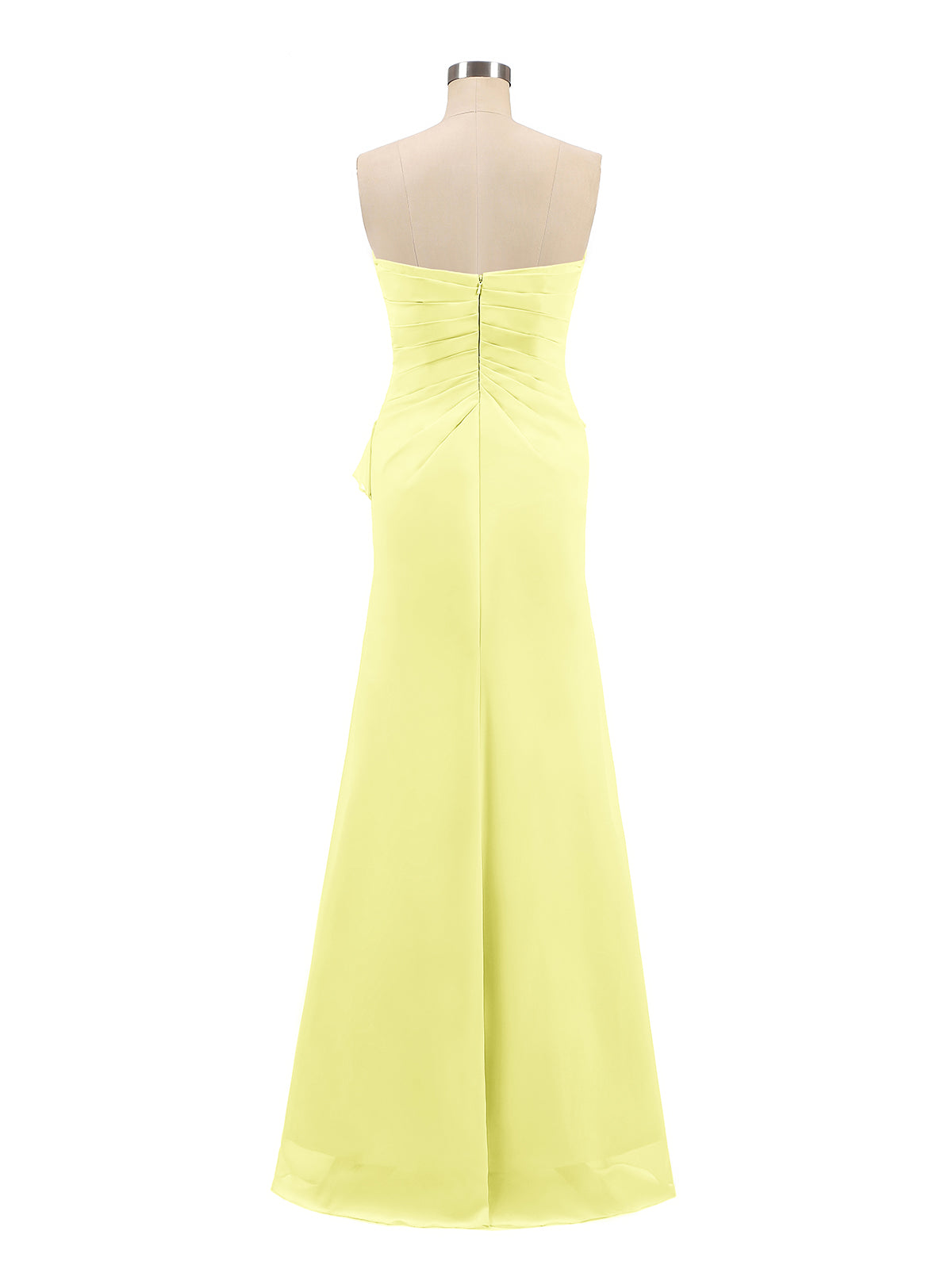 Sheath Strapless Floor Length Chiffon Dresses Daffodil Plus Size