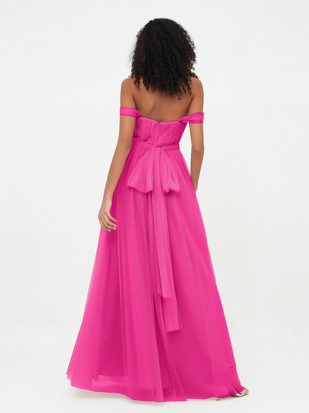 strapless open back dress Fuchsia Bridesmaid Dress,Trumpet Bridesmaid Dress,Satin Off the Should main image 0