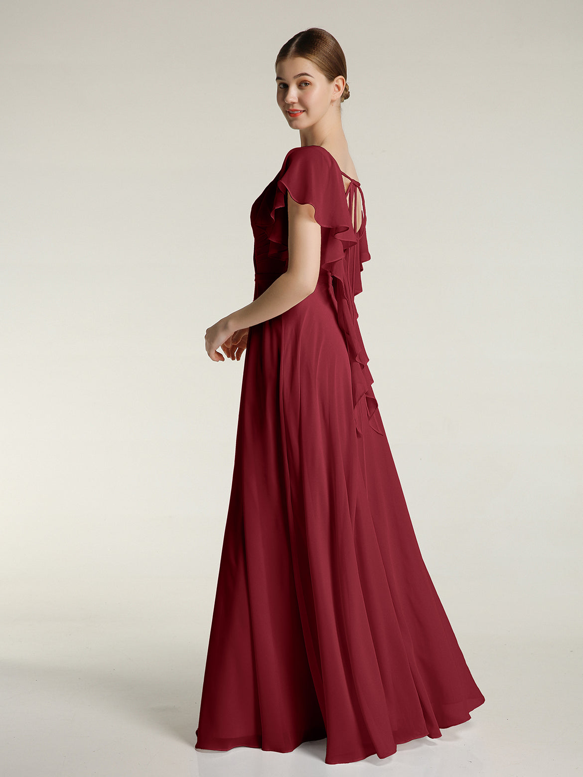 princess polly baby blue dress Wine Sweetheart Neck Chiffon Slit Floor Length Prom Bridesmaid Dress main image 1