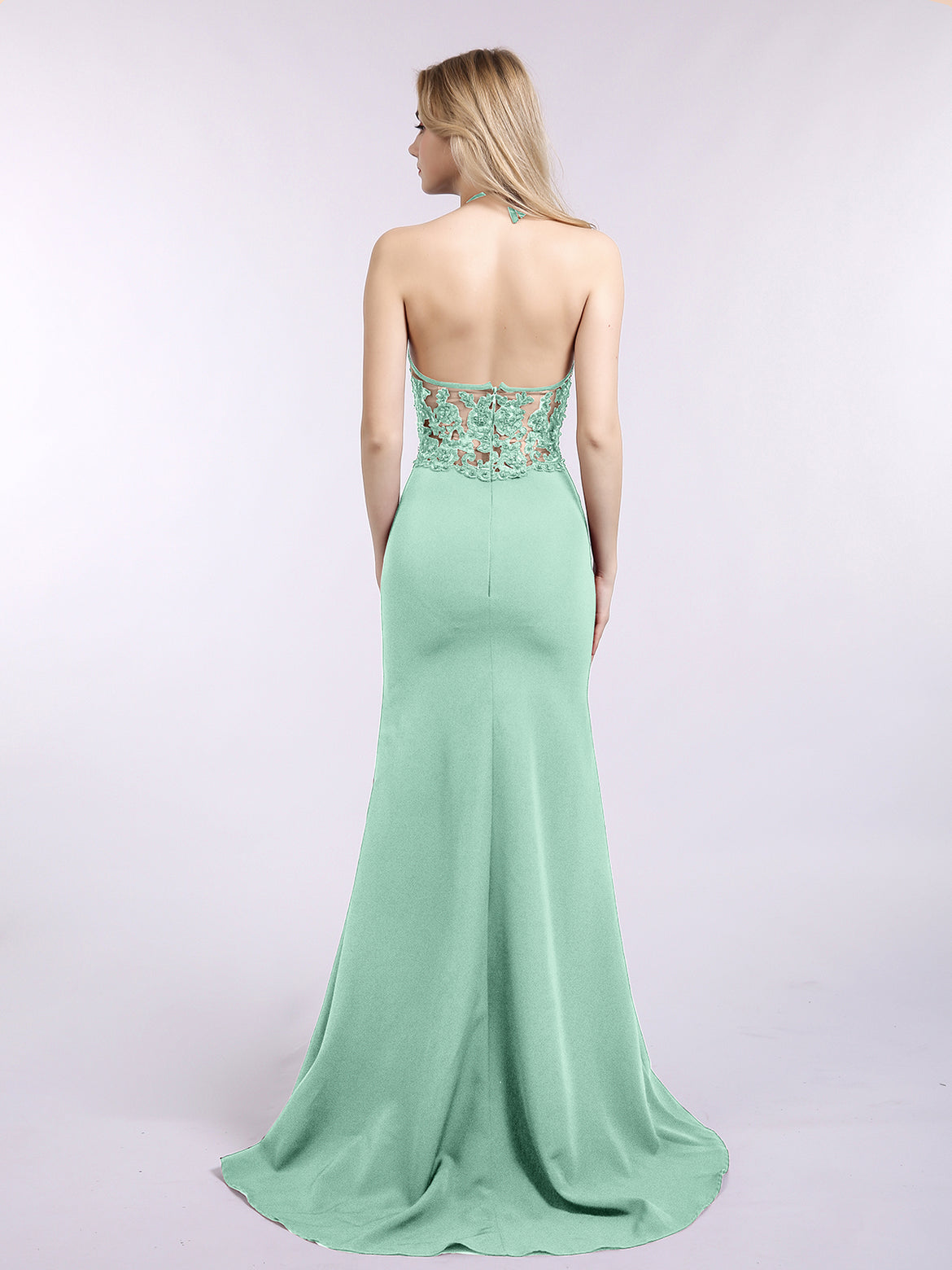 slim fit dress slacks Strapless Mint Green Lace Long Prom Dress with Slit, A Line Evening Go   DressTok.co.uk