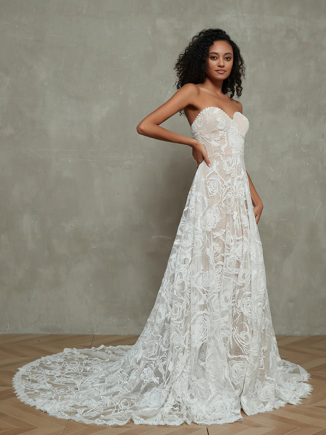 brown lace wedding dress Claire Pettibone Laurel Wedding Gown main image 0