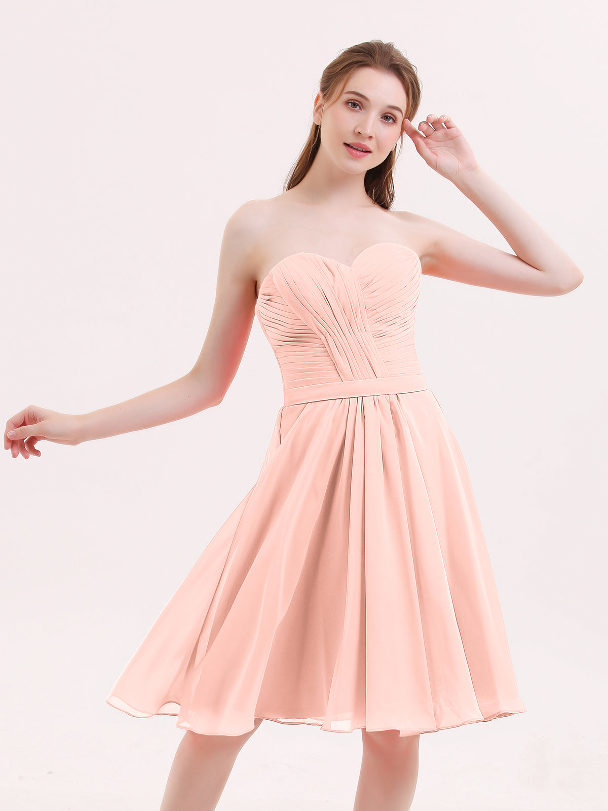 Strapless Sweetheart Neck Short Dresses Coral BABARONI BABARONI UK