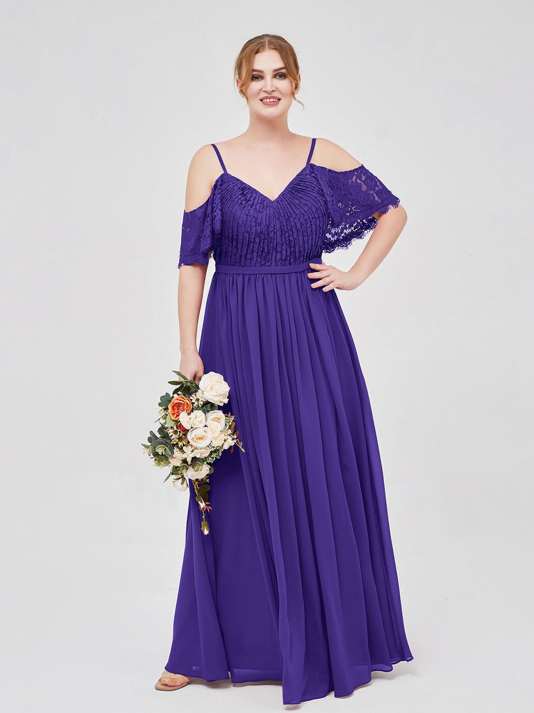 BABARONI Chiffon Regency Bridesmaid Dresses A-line V-neck Spaghetti Straps  Floor-length – BABARONI UK