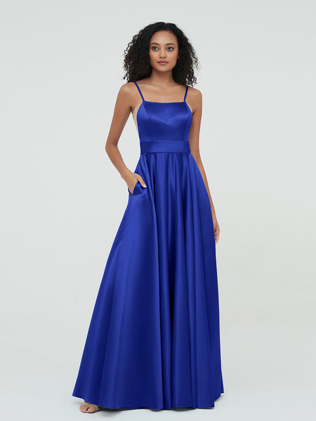 Royal blue spaghetti strap dress sale